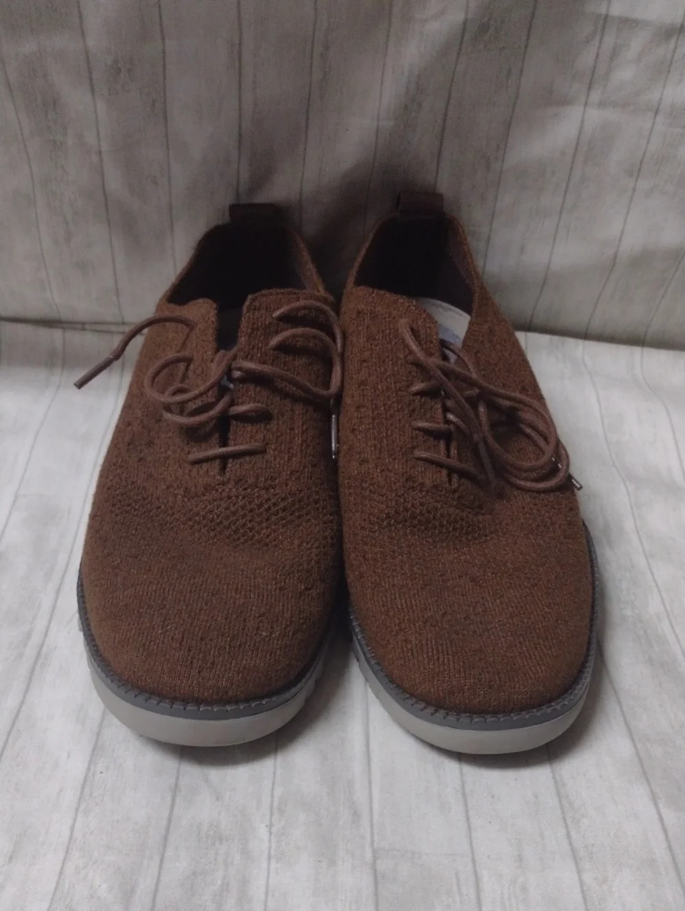 Cole Haan ZERØGRAND Brown Knit Lace-Up Shoes (J1114)